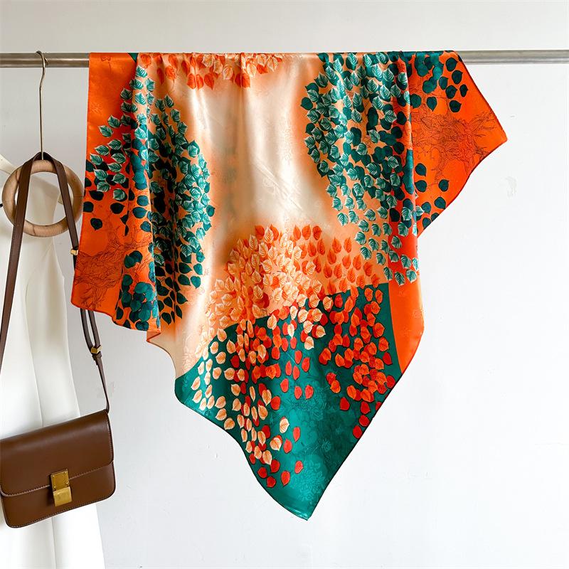 

Весенне-летние шарфы Женская шаль Мягкий шелковый шарф 90X90см Хиджаб Фуляр Лента Повязка на голову Обертывание Женский галстук Шейный платок Сумка Подарок 90X90cm