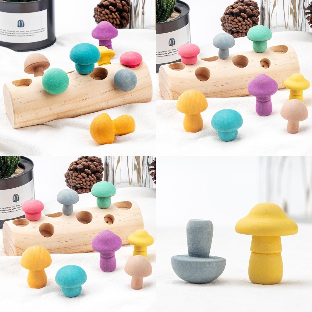 Wooden Mushroom Picking Game For Early Education And Focus Training
