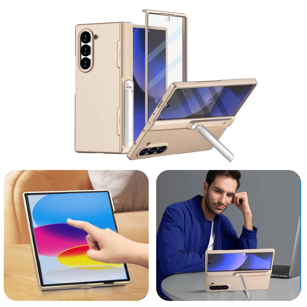 Designed for Samsung Galaxy Z Fold 6 Case,Built-in Screen Protector Hinge Protection Kickstand Full Body Protective Phone Case