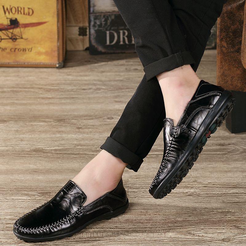 Fashion Moccasin Non Slip Man Casual Shoe British Style Round Toe Luxury Sale Classic Original Legitimate Pu On Leather Shoes for Men