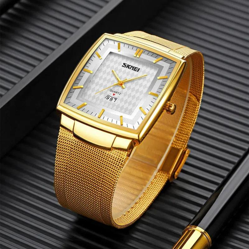 Skmei Luxury Square Quartz Watch Men Business Waterproof Stainless Steel Date Calendar Wristwatches