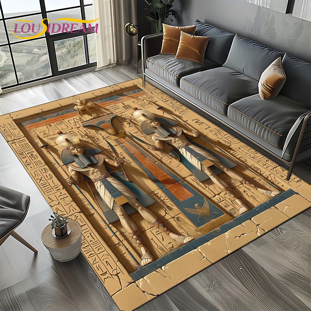 Ancient Egypt Death Anubis Pharaoh Horus Mythology Carpet Rug for Living Room Bedroom Home Sofa,Area Rug Non-slip Floor Mat
