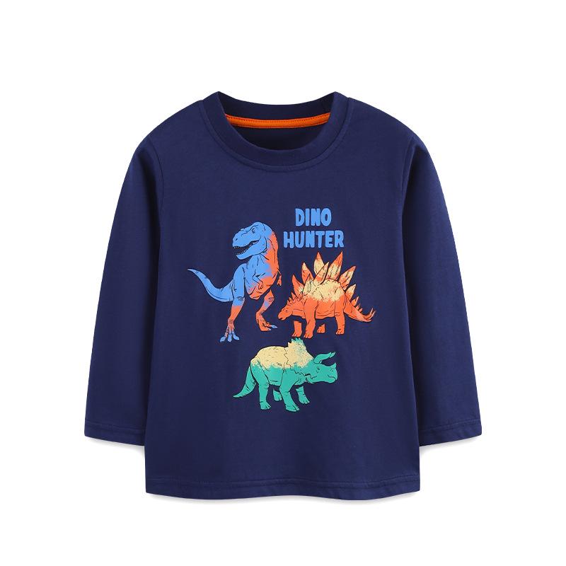 European Fashion Dinosaur Print Boys  Long-Sleeve T-Shirt - Autumn Arrival 7 Years (125 cm)