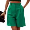 Europäische und amerikanische lässige elastische Taille weite Beine knielange Sommer-Damen-Shorts mit Taschen
