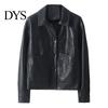 Button-up Women Jacket Faux Leather Smooth Surface Turn-down Collar Single-breasted Long Casual Coat Sleeves Pockets Retro Motorcycle Office Commuting