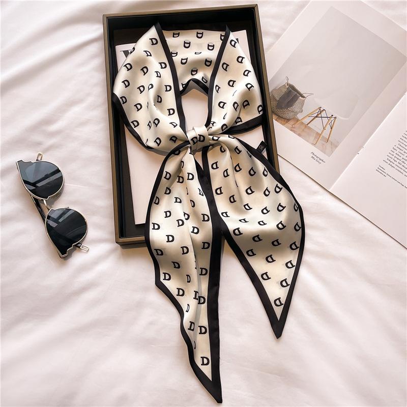 Scarf, Long Silk Scarf, Versatile Silk Scarf, Double-Layer Simulated Silk, Diagonal Scarf, Autumn And Winter Hair Binding And Scarf