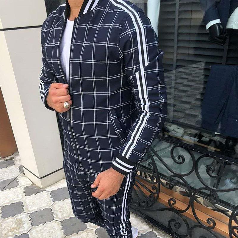 Men's Suit Casual Men's Clothing European and American Fashion Brand Large Size Sportswear Two-piece Set