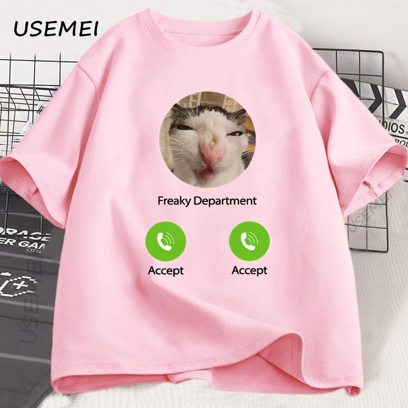 Department Funny Cat Meme T Shirt Cotton Short Sleeves Men s T Shirt Harajuku Summer Streetwear Men s Clothes Loose Tees S розовый 1890₽