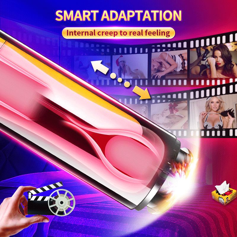 Automatic Telescopic & Heating Male Masturbator Men Masturbation Silicone Sex Real Vagina Pussy Masturbator for Man Erotic Toys