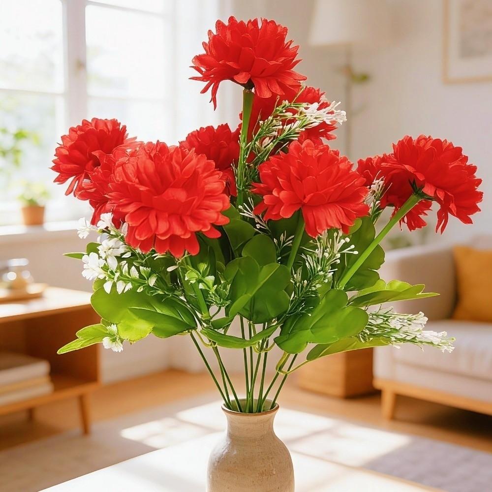 10 Heads Artificial Flower Bouquet With Stem Bridal Bouquets Simulation Hydrangea Floral Arrangement Pink Realistic Silk Flowers