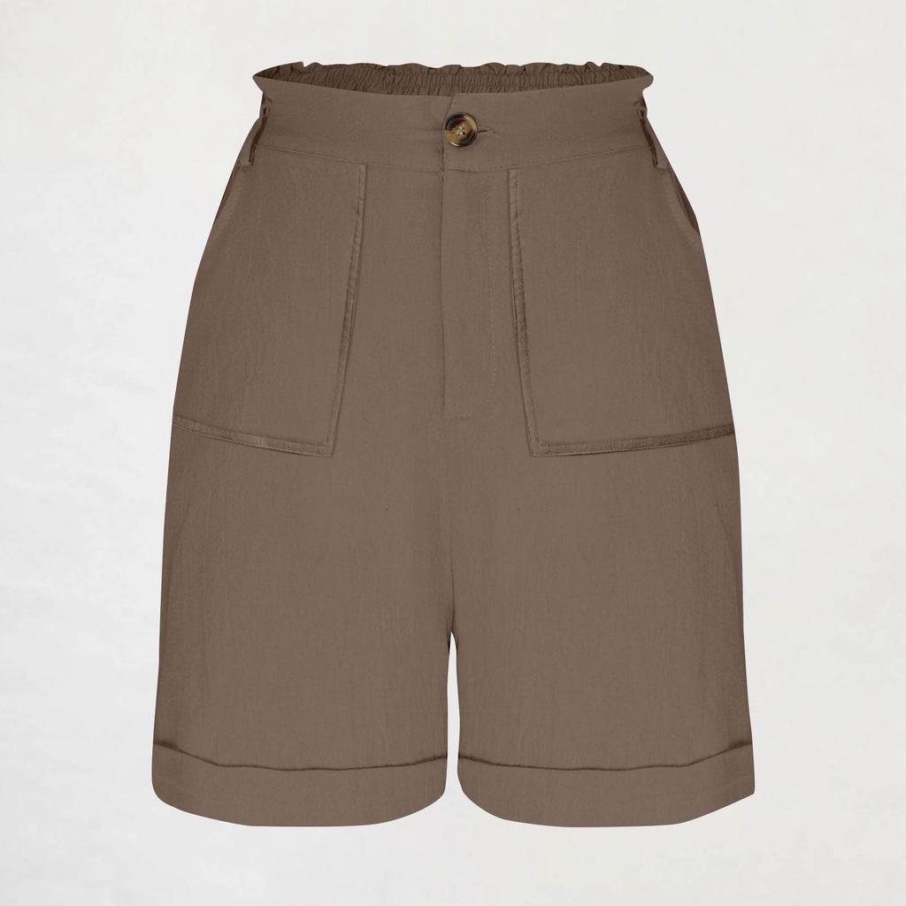 Wide Leg Pants For Women High Waist Solid Color Casual Short With Pockets