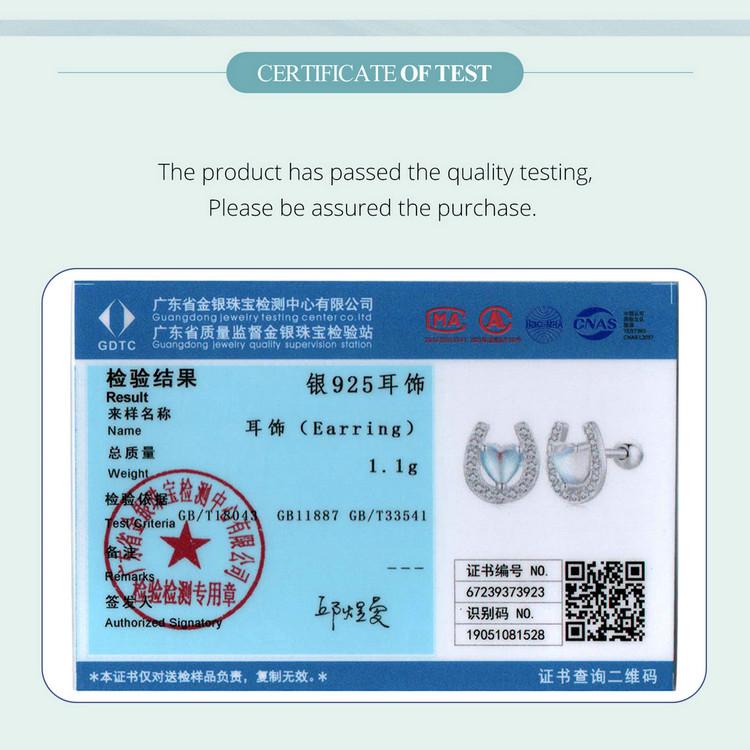 WOSTU Dop rotund pentru urechi și cercei din argint 925, în formă de piatră de lună, potcoavă, bijuterii pentru femei