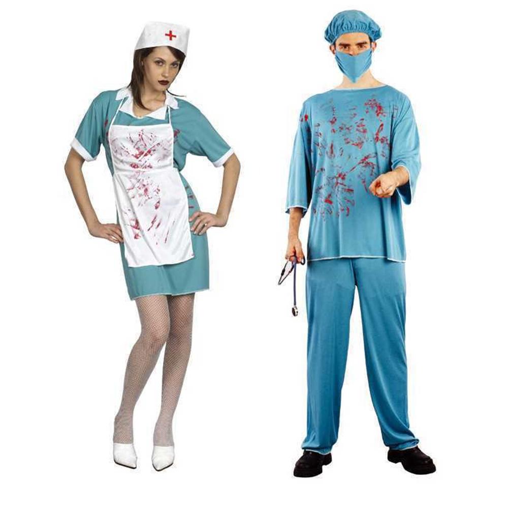 Bloodstained Halloween Costumes Horror Nurse Outfit Men Women Doctor Terroristic Medical Staff Adult Cosplay Stage Performance