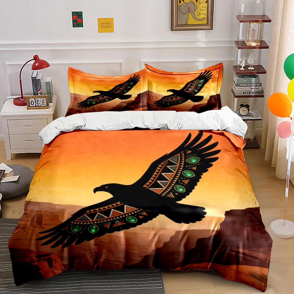 Bohemian Eagle Design Art Set Soft Comfortable Duvet Cover Bedding Set Included 1*Duvet Cover & 2*Pillowcases, Gift