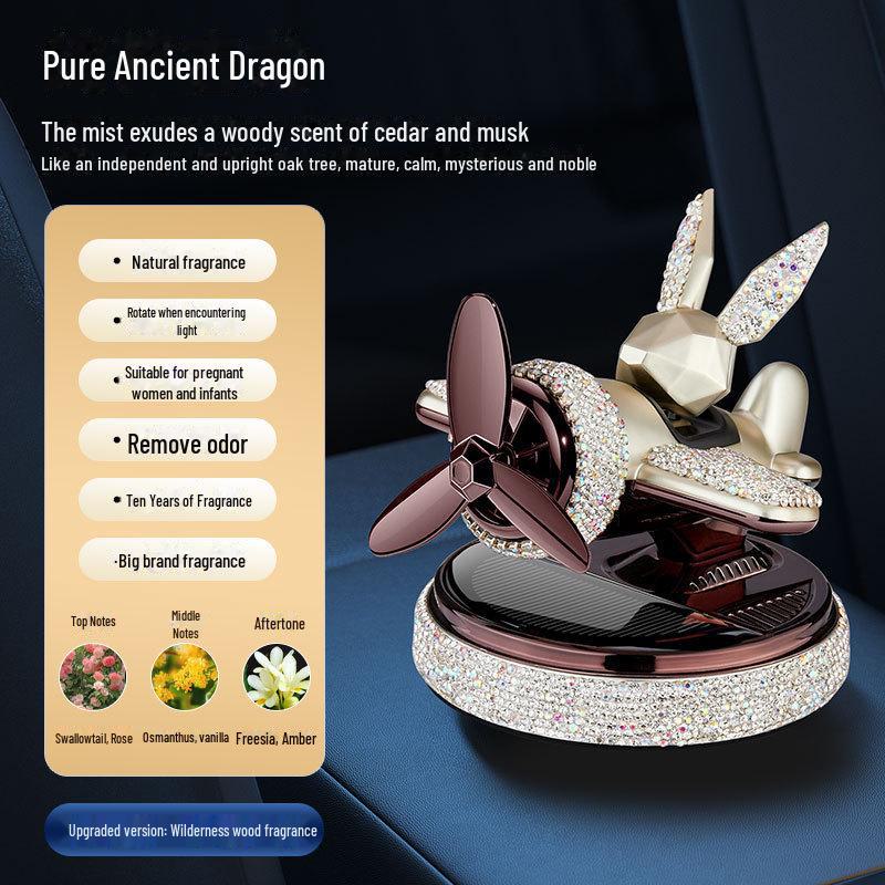 Diamond-Studded Solar-Powered Geometric Rabbit Car Perfume Ornaments