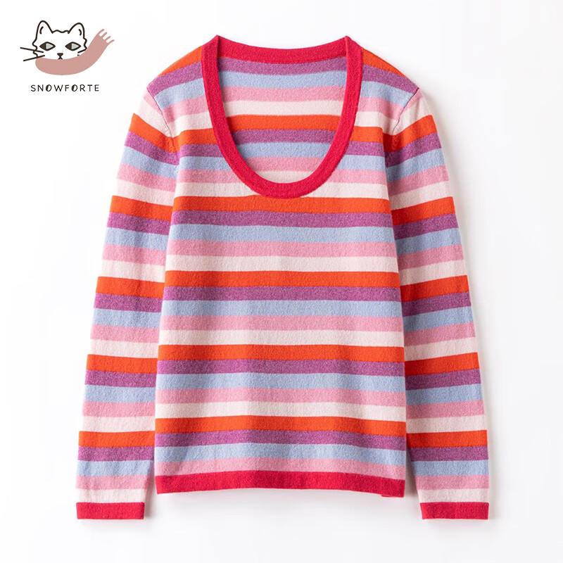 

Sinovode 100% Cashmere Striped Knit Sweater M