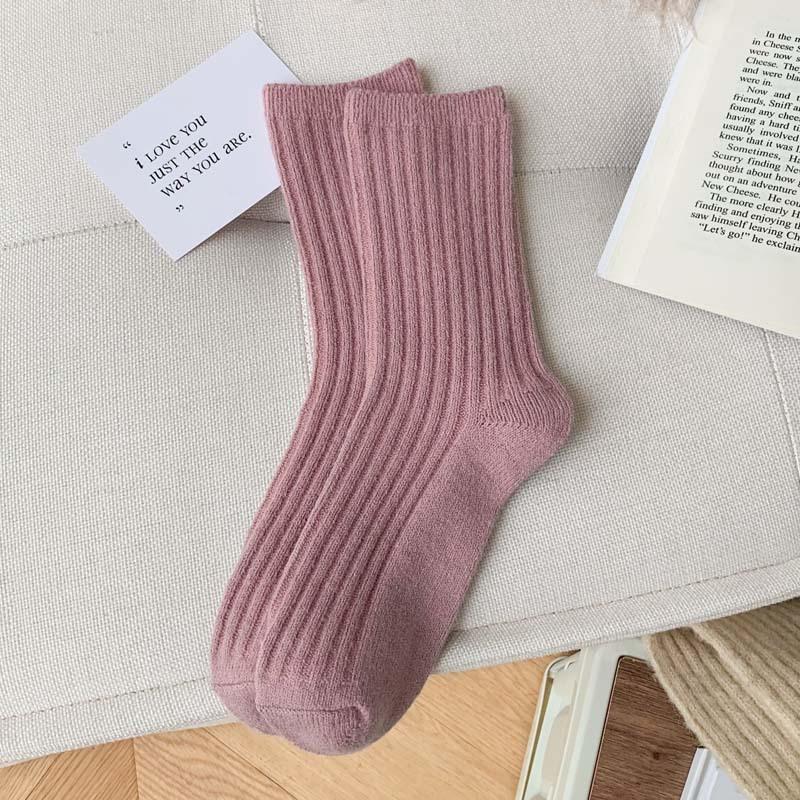 New Winter Thicker Cashmere Wool Women Socks Casual Japanese Fashion Solid Color Long Sock Girls Thermal Warm Crew Sock