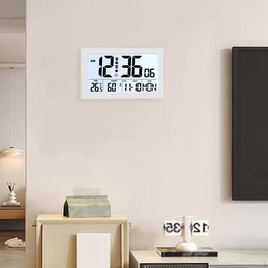 Digital Alarm Clock Bedside Table Timepiece Large Display Versatile Night Light Double Alarms Desk