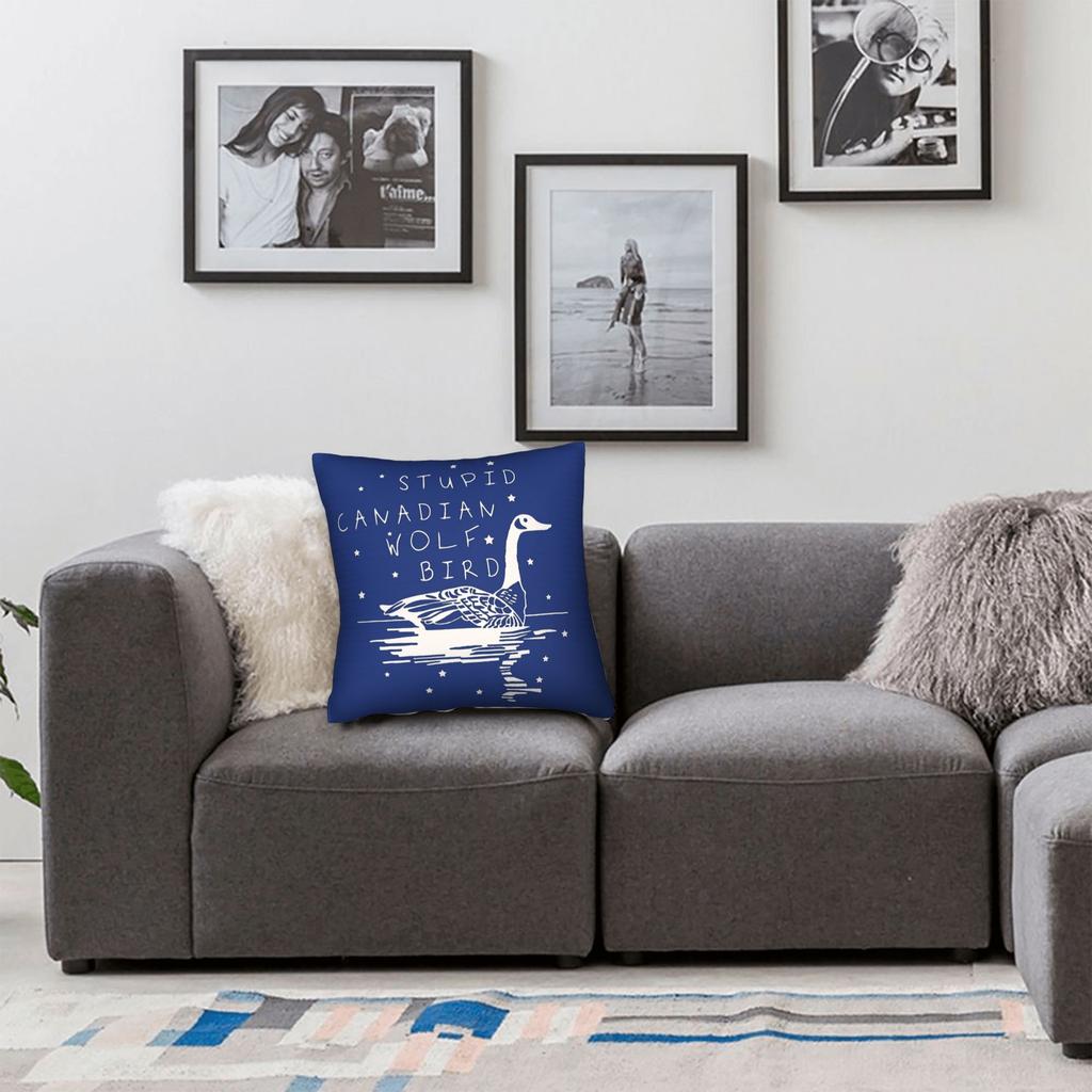 Stupid Canadian Wolf Bird Says Ice Out Pillow Cover Retro Trendy Pillow Case Sofa Car Home Decor Soft Pillowcases Birthday Gift