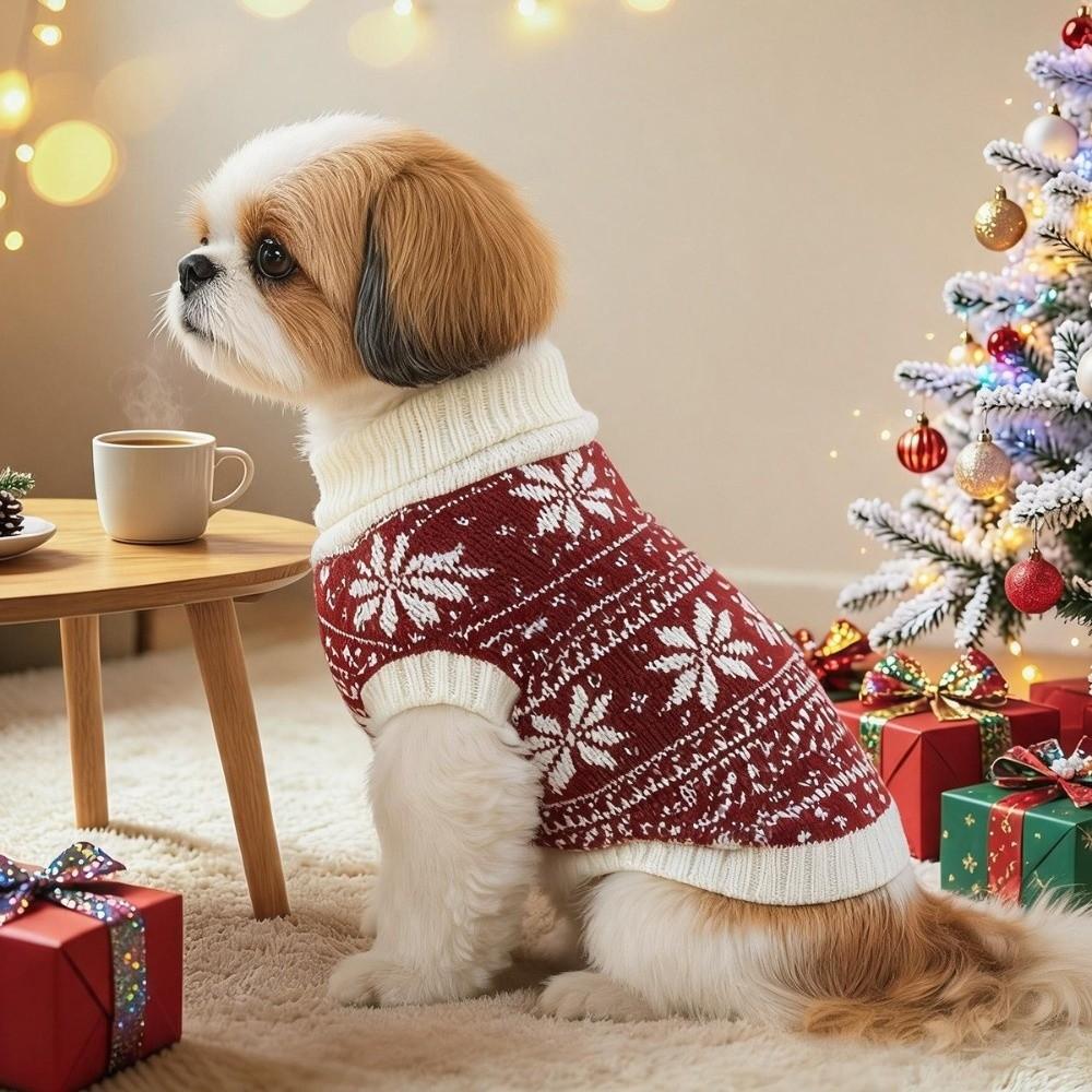 Xmas style Pet Sweater keep warm Knit Puppy Pullovers Cute Winter Dog Clothes  Pet