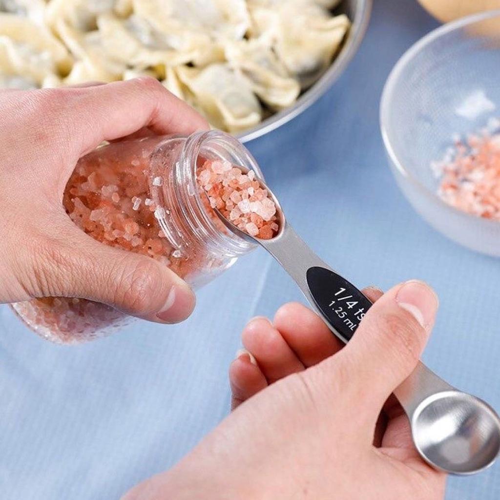 9Pcs Magnetic Measuring Spoon Set Stainless Steel Measuring Spoons Stackable Double-sided Teaspoons Metal Accurate Measuring