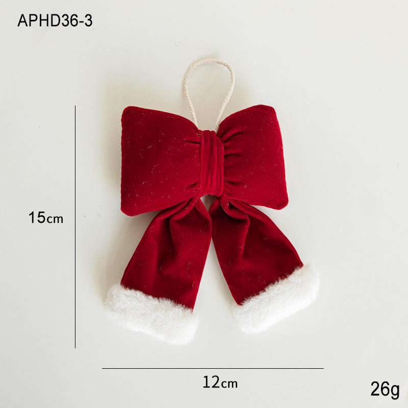 Red Velvet Christmas Bow Ornament for Tree and Wedding Decoration