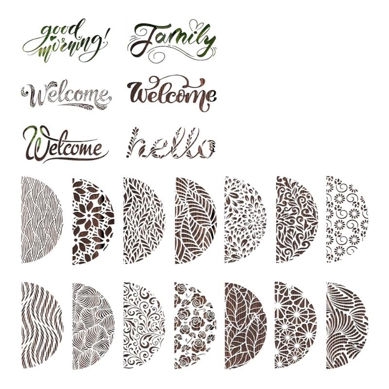 30Pcs Reusable Floral Templates 11.8x5.9in Plastic Drawing Stencils for Art Painting Card Making Wall Door Decoration