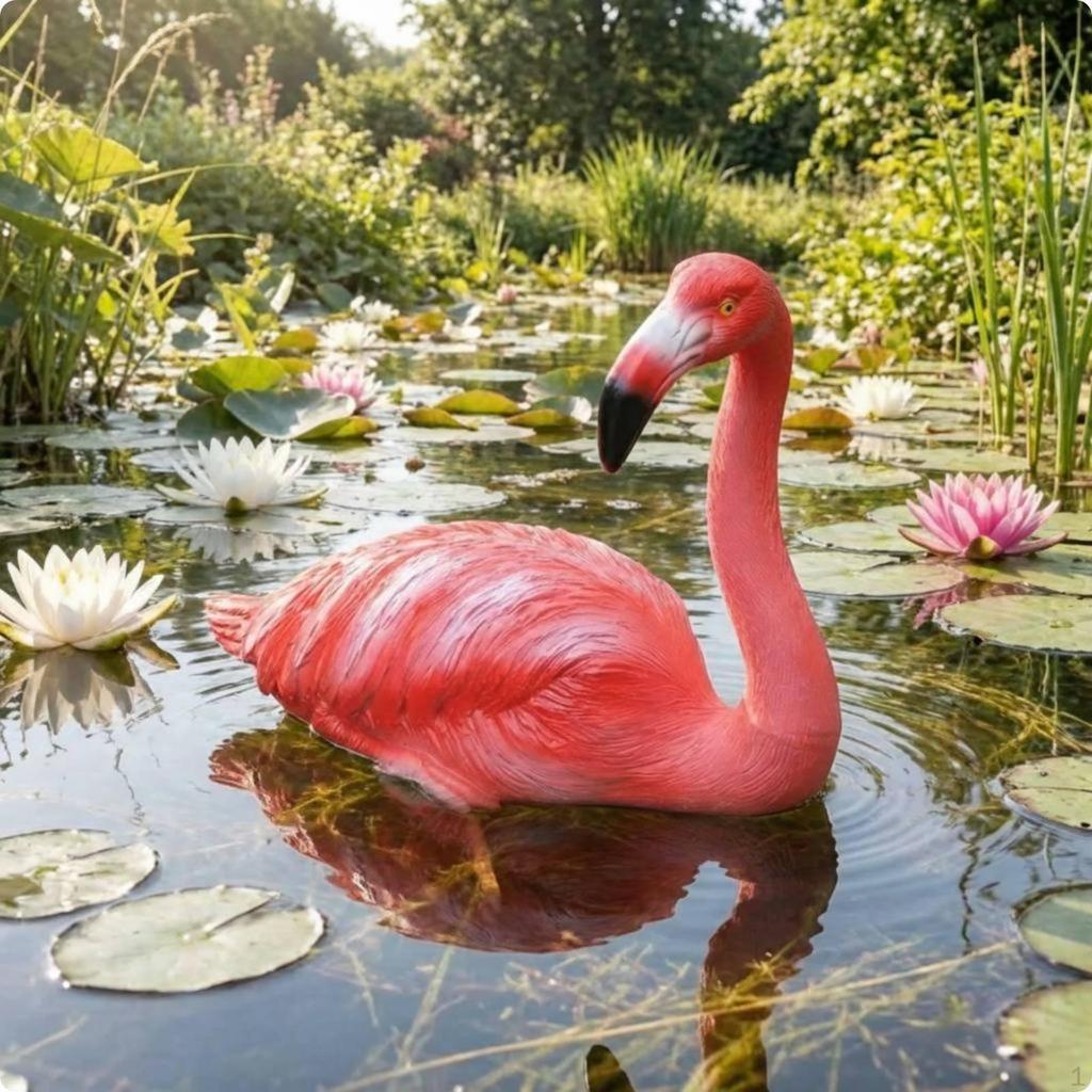 Buoyant Flamingo Decorative Statue Waterproof Pond Ornament for Landscape, Garden
