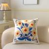 Spring Flower Embroidered Throw Pillowcase Cojines Canvas Towel Embroideried Sofa Square Cushion Cover Headboard Pillowcases