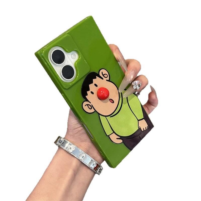 Red Nose Fat Tiger Suitable for Apple 16pro Mobile Phone Case Iphone15 Protective Case 14promax Square Soft Shell