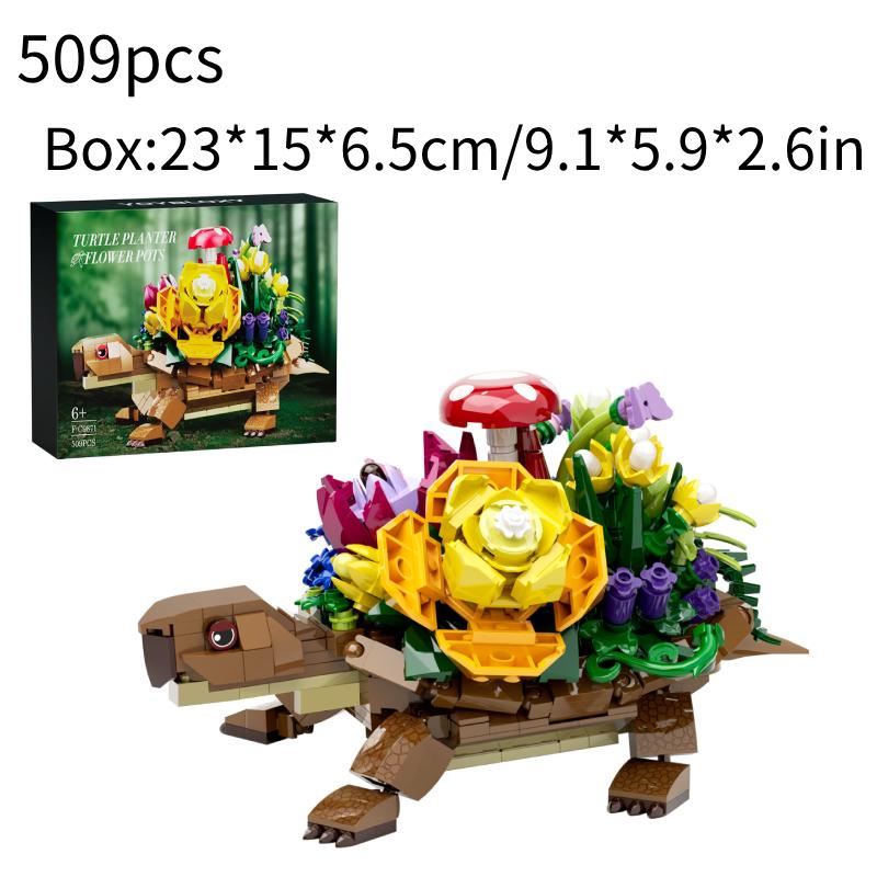 

Planter 509pcs Turtles Flower Pots Building Blocks Toy Model Tabletop Decor Gift