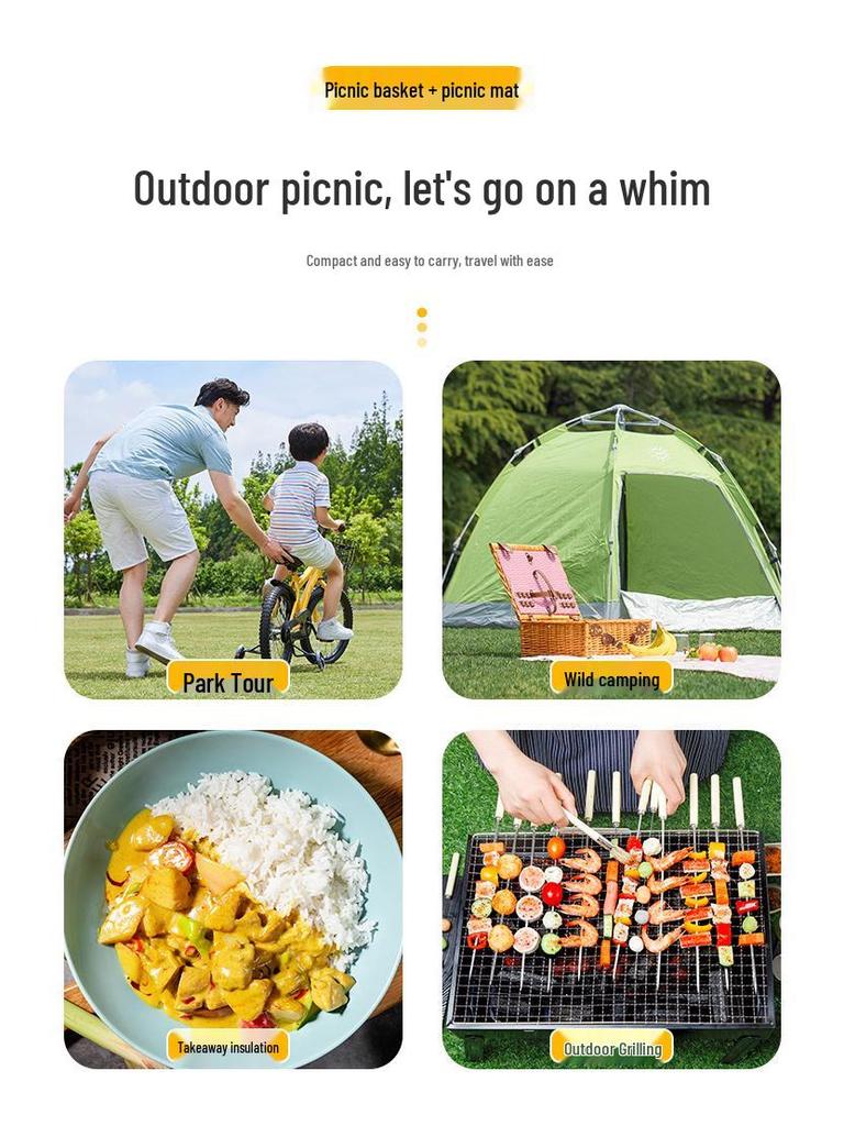 Portable Insulated Folding Picnic Basket - Ideal for Outdoor Trips, Shopping, and Storage.