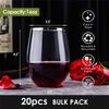 AD23-20 PCS Disposable Stemless Wine Glasses Plastic Wine Cups Clear Drinking Glasses For Party