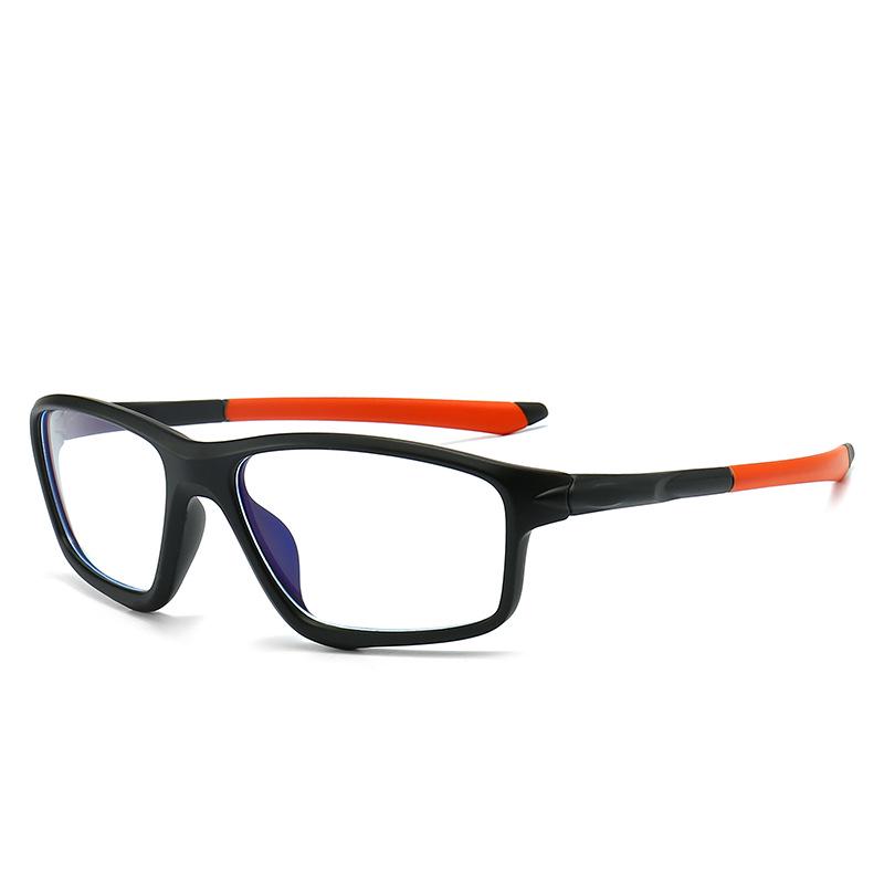 TR90 Square Blue Light Blocking Sports Men's Eyeglass Frame with Flat Lens, Myopia-Compatible (Model TR5773)