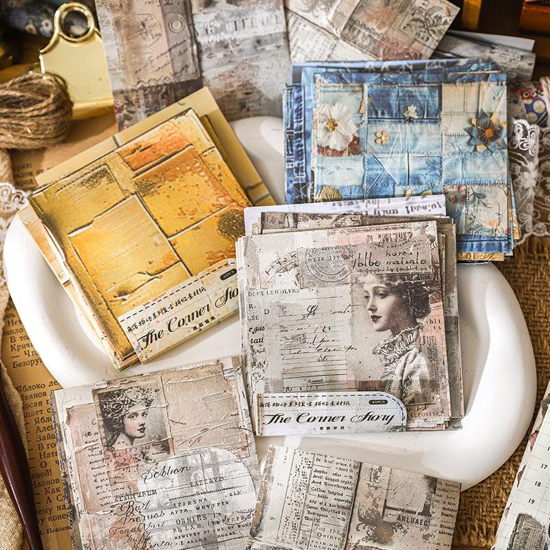 Retro Collage Paper Series: 6 Styles, 45 Tearable Lightweight Sheets