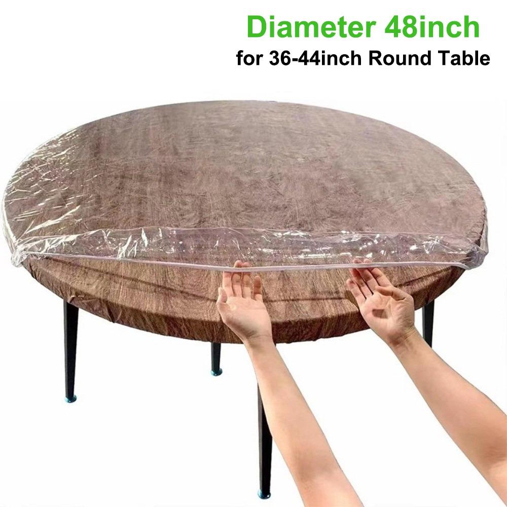 PVC Table Protector Cover Elastic Edge Table Cover New Tablecloth Protector for 36-68inch