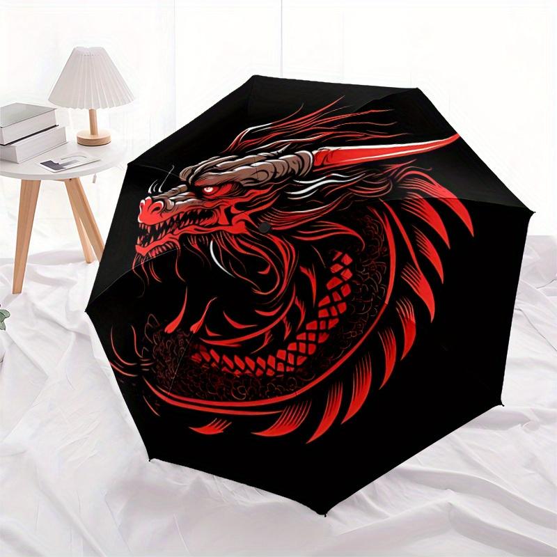 

1pc Dragon Phoenix Automatic Open 8-Rib Windproof Umbrella, Travel & Commuting, Suitable for All Seasons