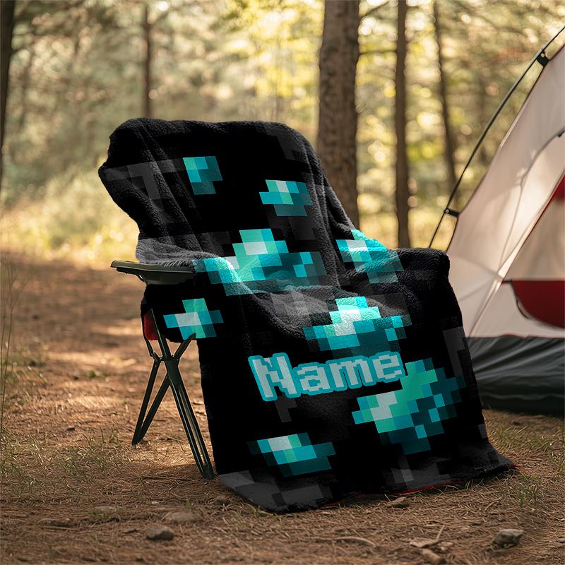 Personalized Custom Name Blanket - Minecraft Print Design,Blanket for Sofa,Bed,Travel,Camping - Soft and Warm, Great Gift