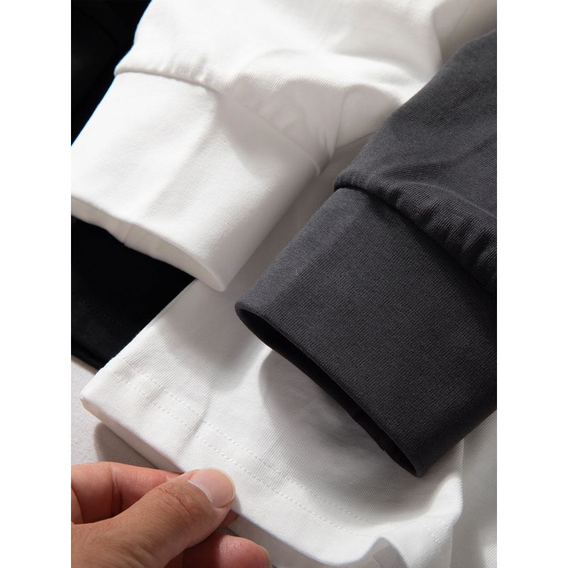 Pure Cotton Men's Long-Sleeved T-Shirt 2025 Spring and Autumn New Basic Versatile Base Shirt Skin-Friendly Soft Round-Neck Top