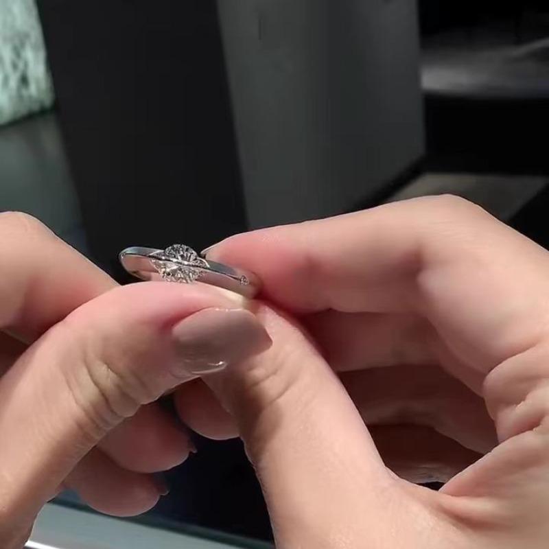 S925 sterling silver moissanite women's niche design shining universe star ball revolving ring platinum high-end jewelry gift