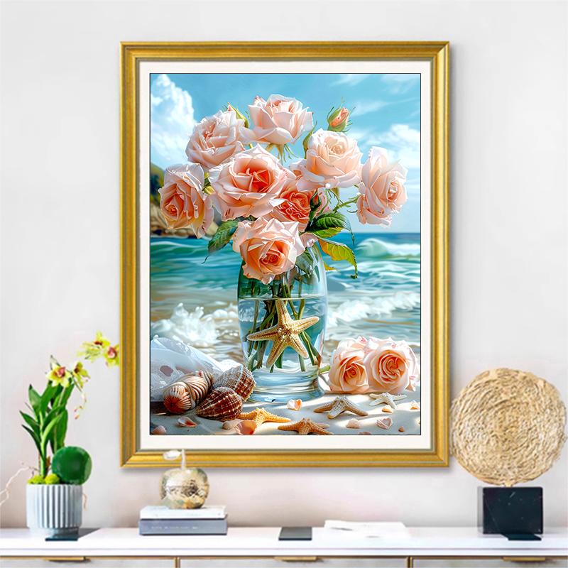 5d DIY Diamond Painting Cross Stitch Rose Vase Diamond Embroidery Mosaic Starfish Shell Full Round Drill Home Decor