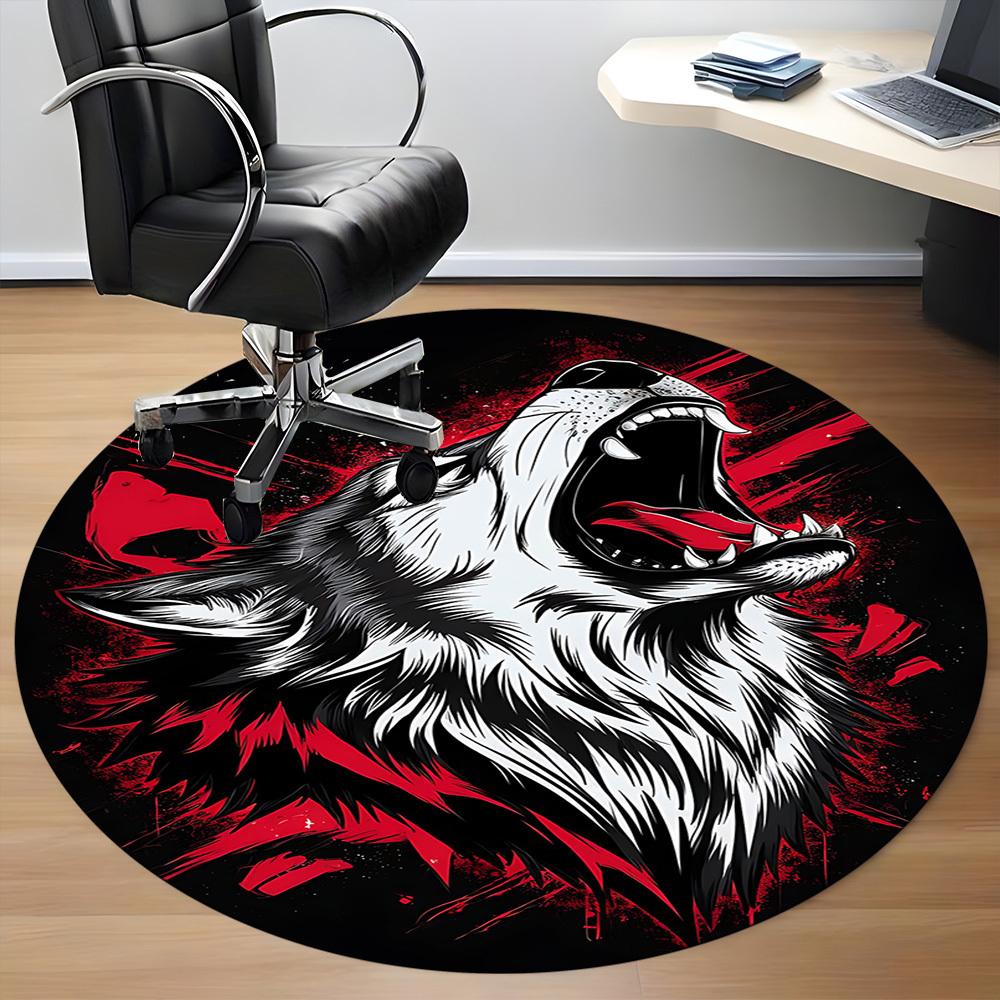 1 szt. Okrągły dywanik Wolfpack Alpha Office, Pod krzesła biurowe, Sypialnia, Salon, Wystrój domu, Dekoracja pokoju