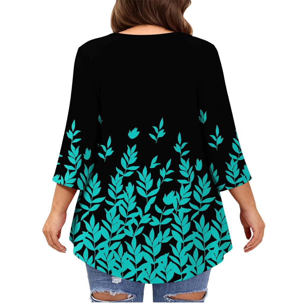 Women's Fashion Casual Round  Neck 3/4 Sleeve Oversized Top