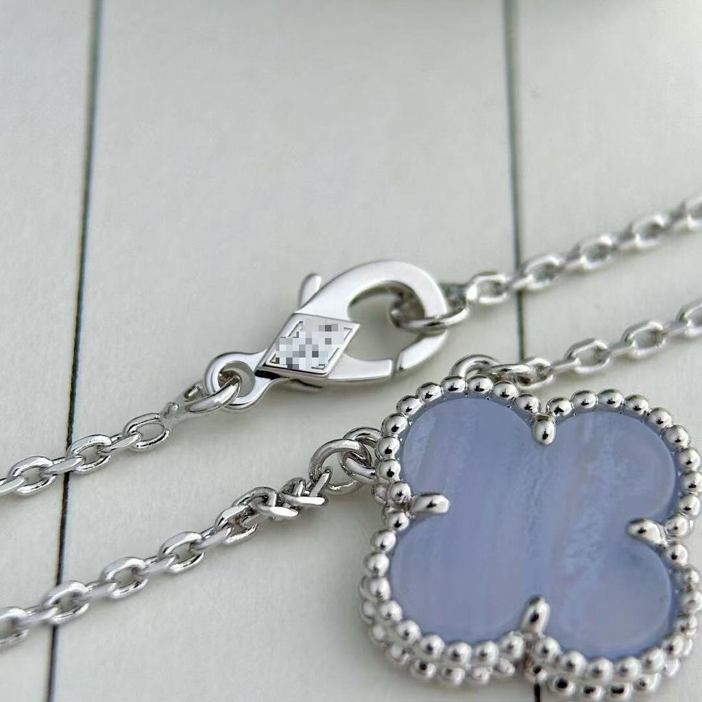 Four-leaf Clover Purple Chalcedony Necklace High-end Sense Clavicle Light Luxury High-end Fashion Women's Necklace
