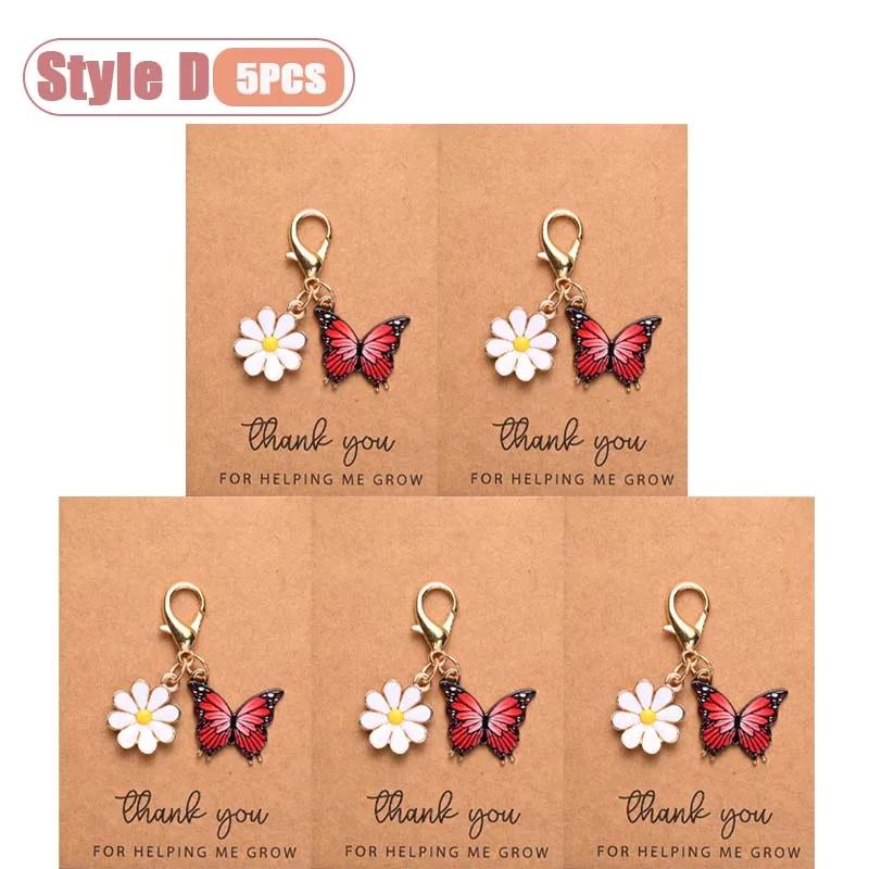 1-20PCS Cute Colorful Butterfly Daisy Keychain Drop Oil Handmade Gift for Thanksgiving Friendship Appreciation Keepsake