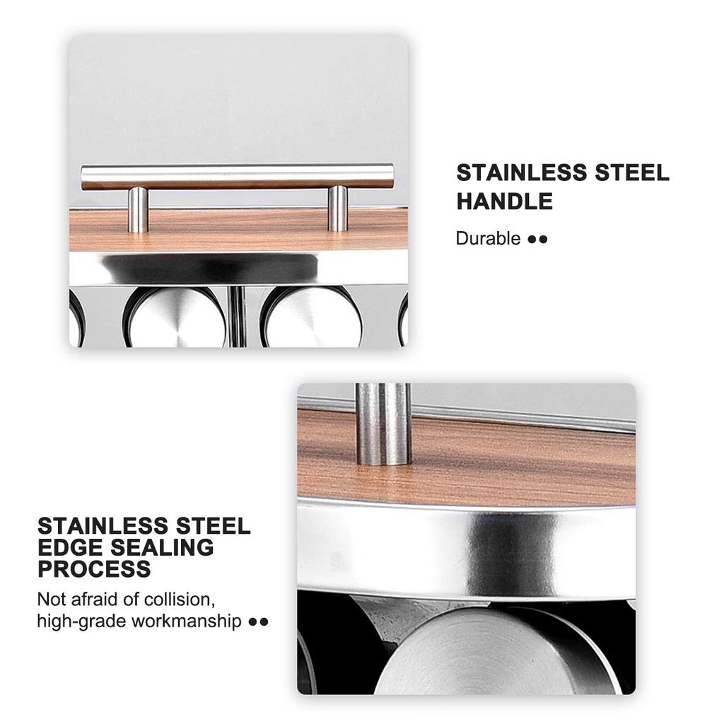 16Pcs Spice Jar Rack Kitchen Stainless Steel Condiment Set Cruet Condiment Bottle Coffee Sugar Seal Jar Container Rack 11.53x11.02in