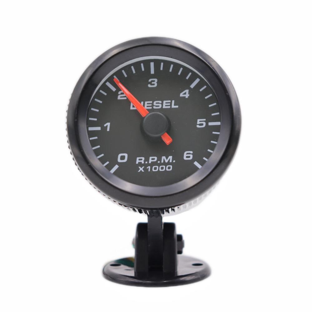 2  52mm Diesel Vehicle Tachometer 0-6000 RPM 12V with Gauge Cup 52mm
