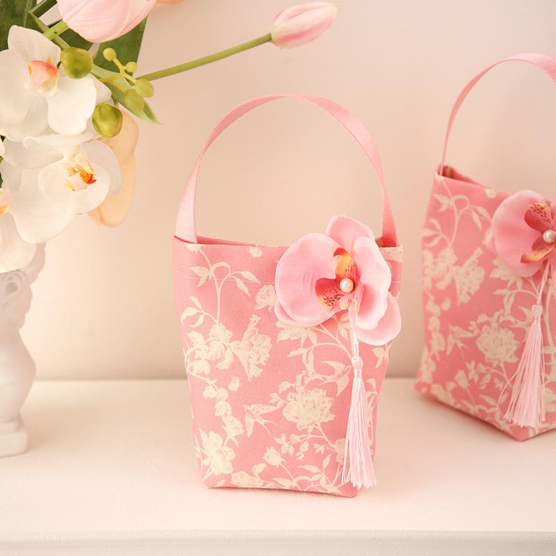 

New Small Cloth Wedding Candy Gift Bag for Packaging 1 piece рожевий