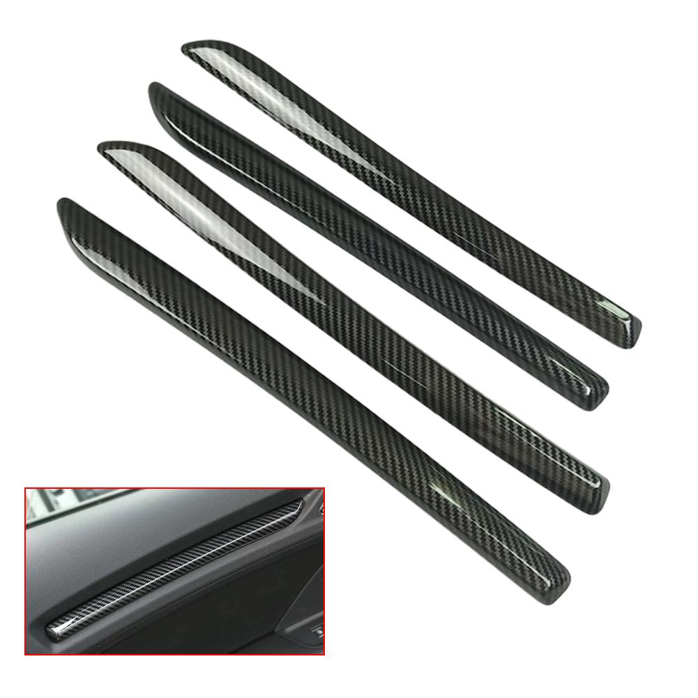 4Pcs Car Center Console Dashboard Trim Door Decoration Cover Stickers Trim Strips Carbon Fiber Style For  A3 8V S3 2014-2020