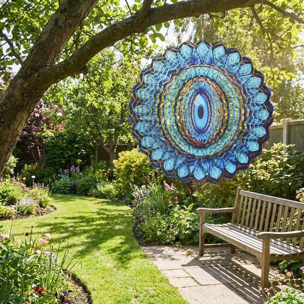 Hanging 3D Wind Spinner Metal Rotating Wind Chime Yard Art Hanging Wind Chime Garden